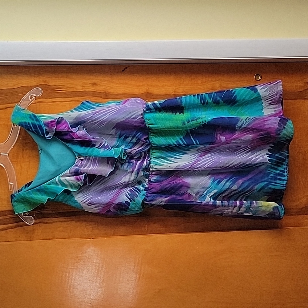 Green and purple summer dress